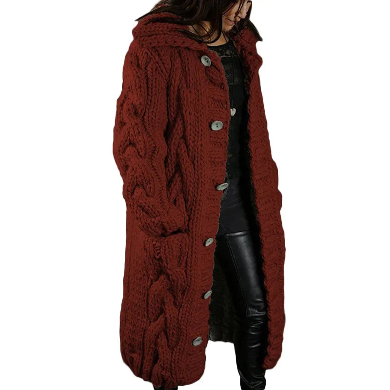 Ondina — Cardigan Cappotto Lavorato a Maglia Spessa
