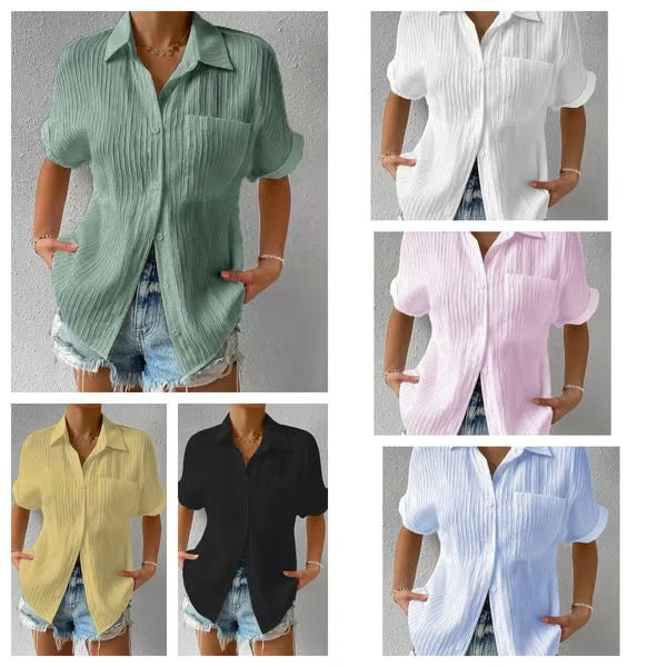 Céline — Blusa a manica lunga con colletto a camicia e bottoni