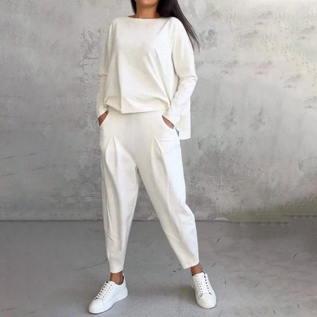 Cotone — Set Felpa e Pantaloni Asimmetrico