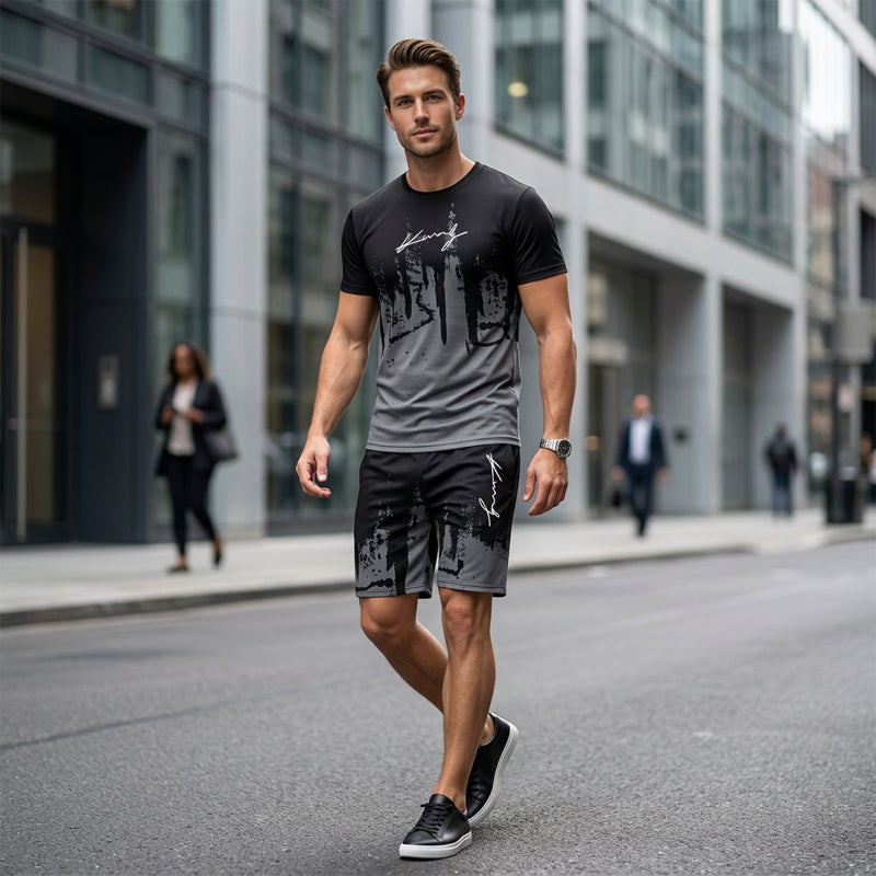 Kaldor — Set T-shirt e Pantaloni Corti con Stampa Grafica