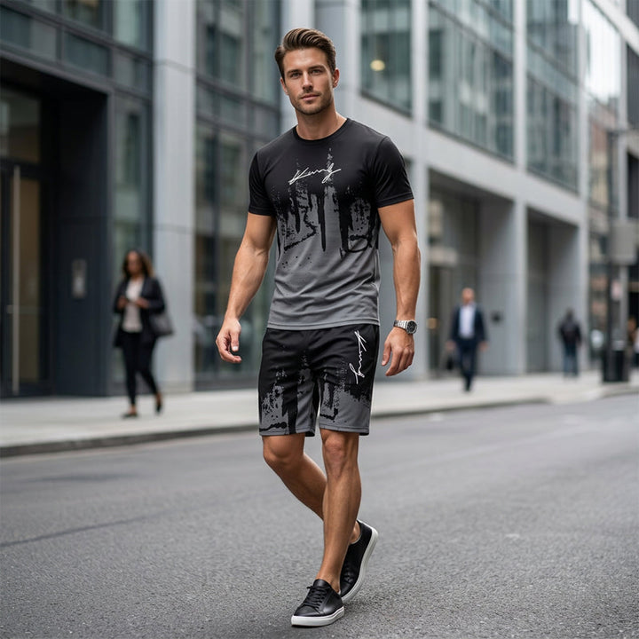Kaldor — Set T-shirt e Pantaloni Corti con Stampa Grafica