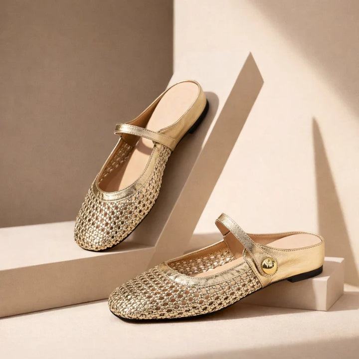 Solène — Mule Mary Jane con punta quadrata intrecciata