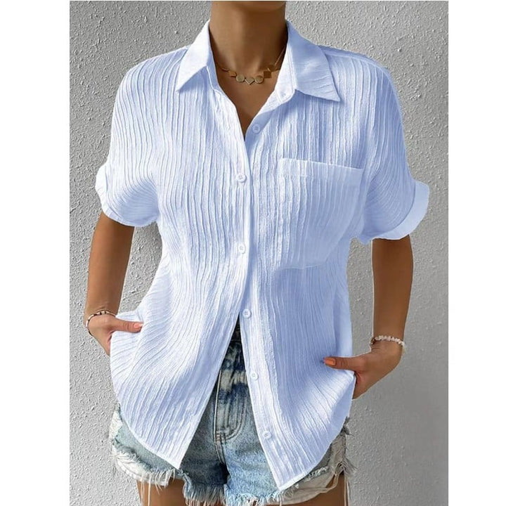 Céline — Blusa a manica lunga con colletto a camicia e bottoni