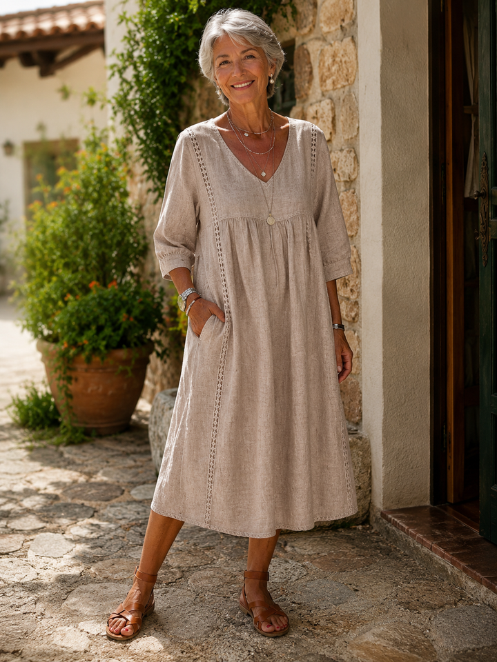 Rossana — Abito in Lino e Cotone con Pizzo