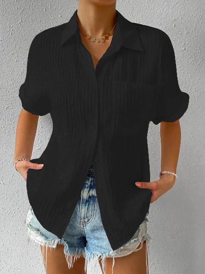 Céline — Blusa a manica lunga con colletto a camicia e bottoni