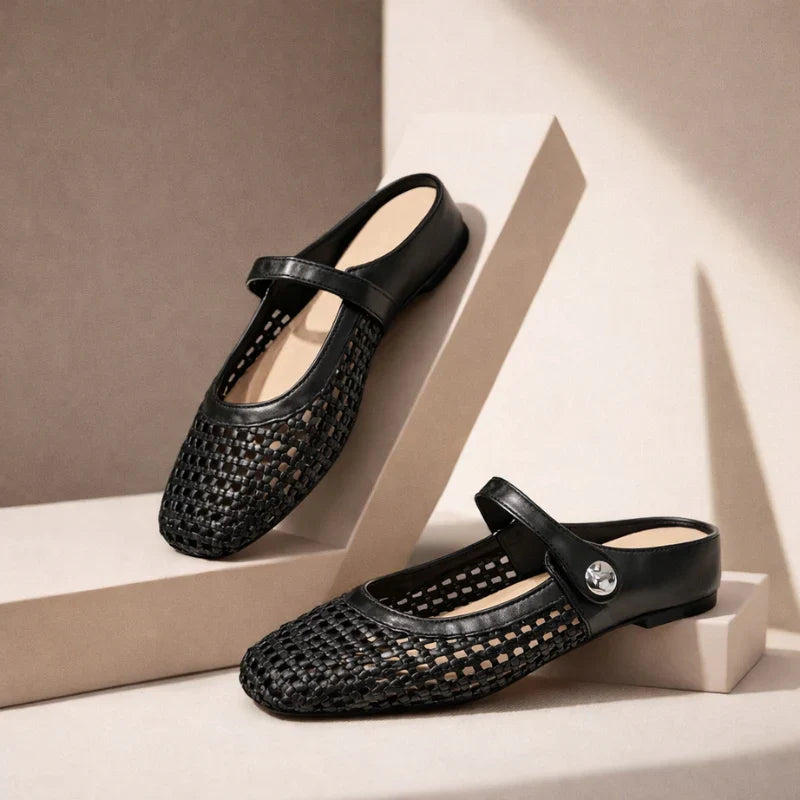Solène — Mule Mary Jane con punta quadrata intrecciata