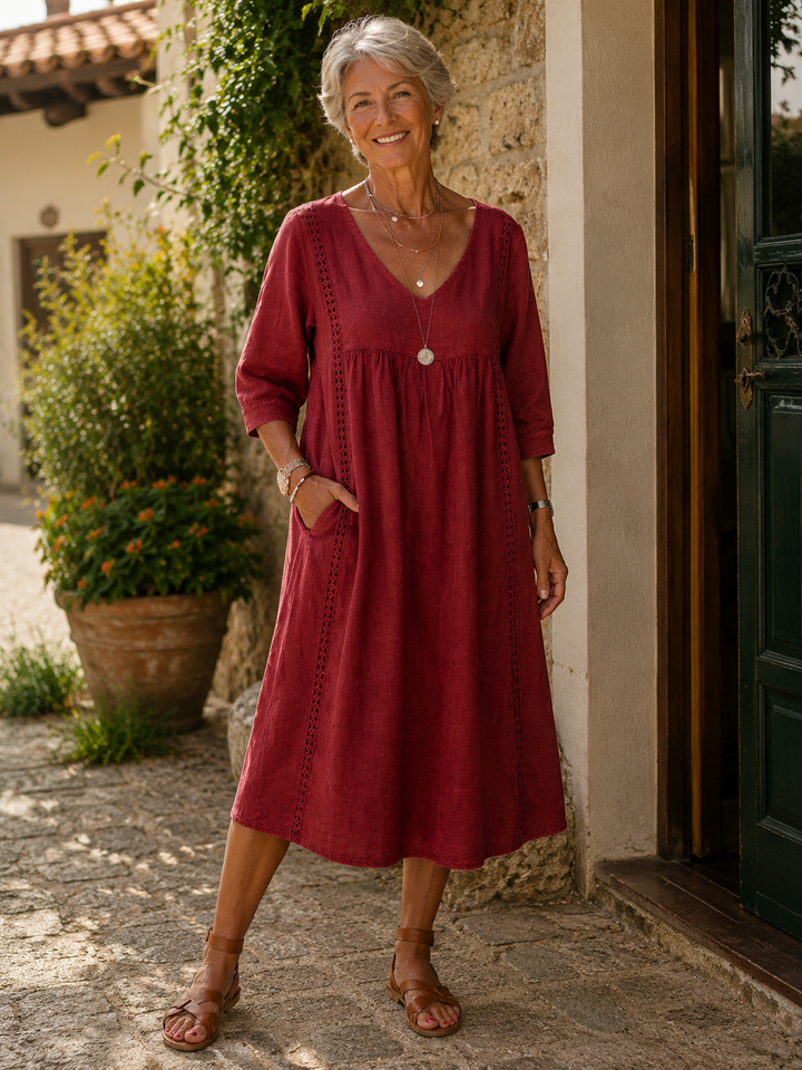 Rossana — Abito in Lino e Cotone con Pizzo