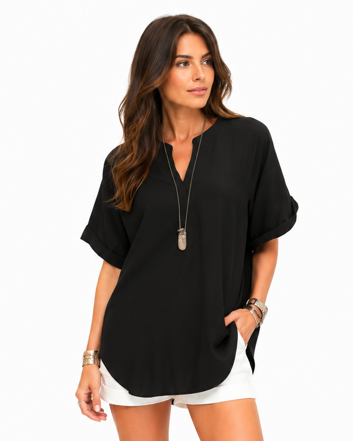 Shania — Blusa morbida in tinta unita, stile casual