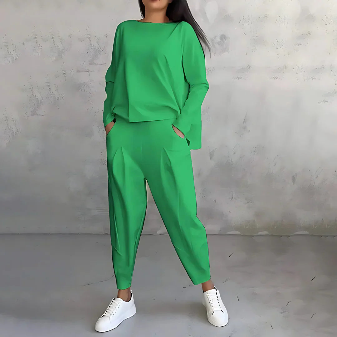 Cotone — Set Felpa e Pantaloni Asimmetrico
