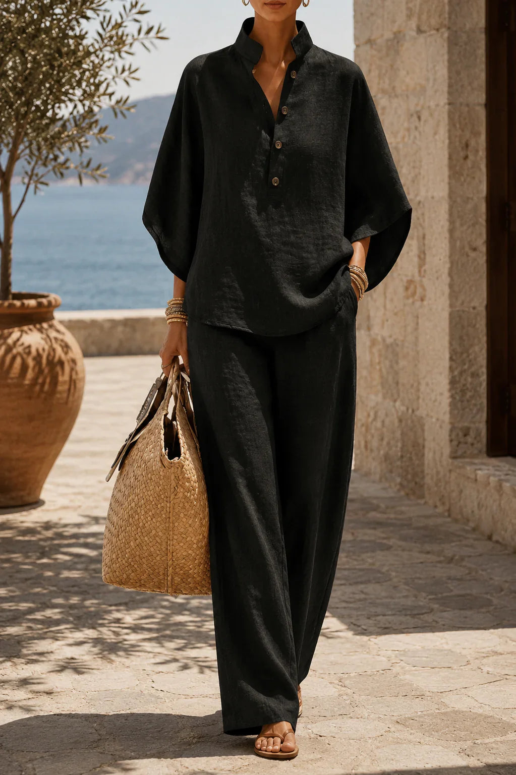 Mariel — Blusa a Manica A Pipistrello e Set di Pantaloni a Gamba Larga