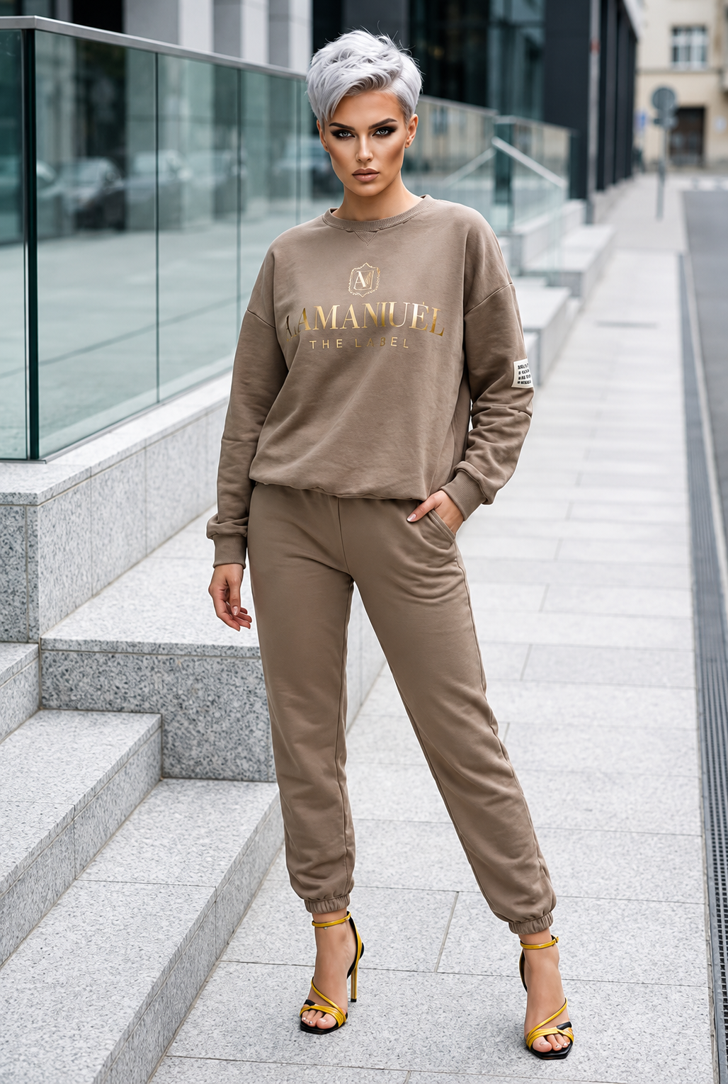 Lettera — Completo Top a Maniche Lunghe e Pantaloni