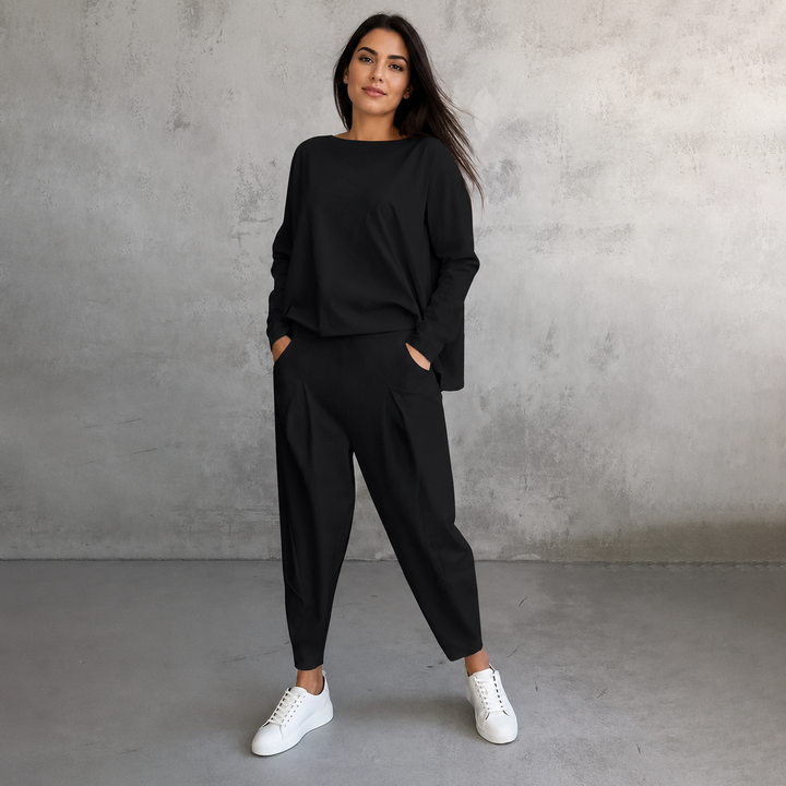 Cotone — Set Felpa e Pantaloni Asimmetrico