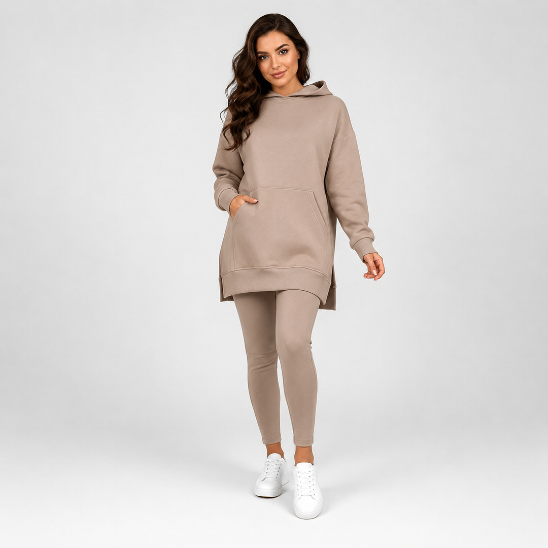 Velvura — Set Due Pezzi con Felpa e Pantaloni Jogger in Pile