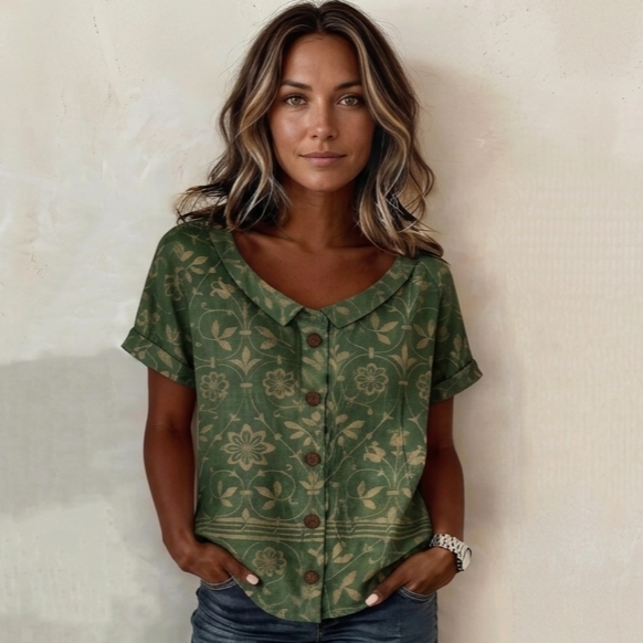 Odette — Blusa con Collo a Fiori