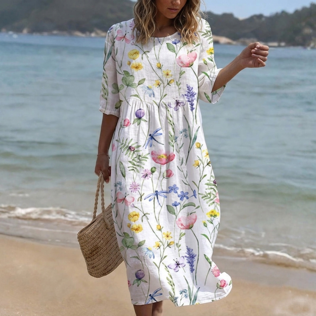 Iselle — Abito Midi con Stampa Floreale
