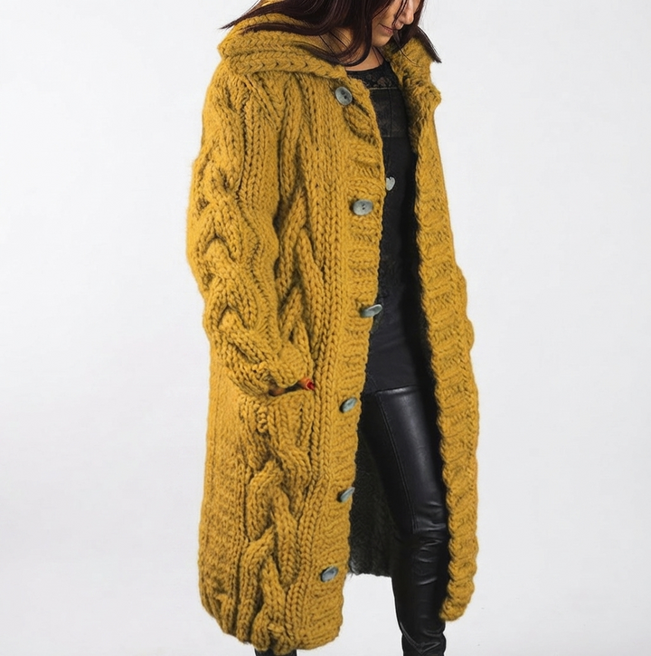 Ondina — Cardigan Cappotto Lavorato a Maglia Spessa