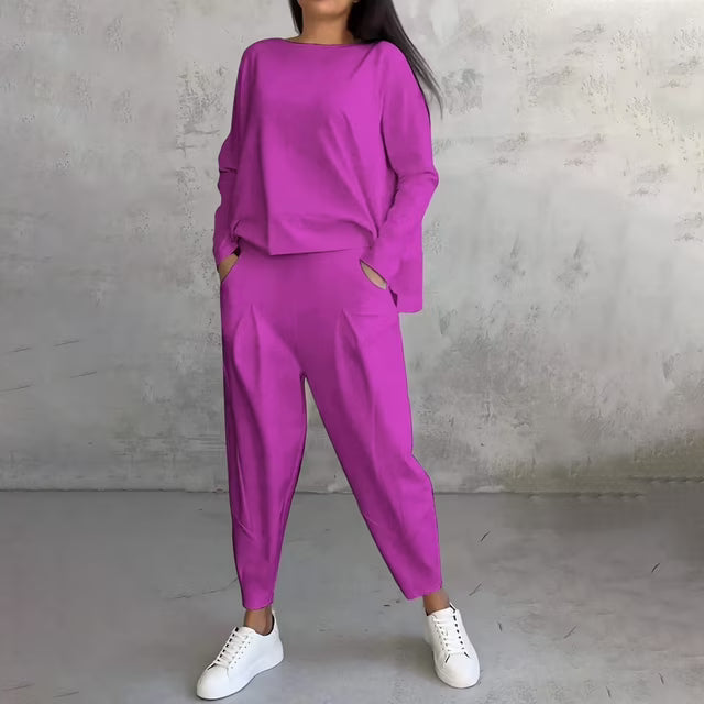 Cotone — Set Felpa e Pantaloni Asimmetrico