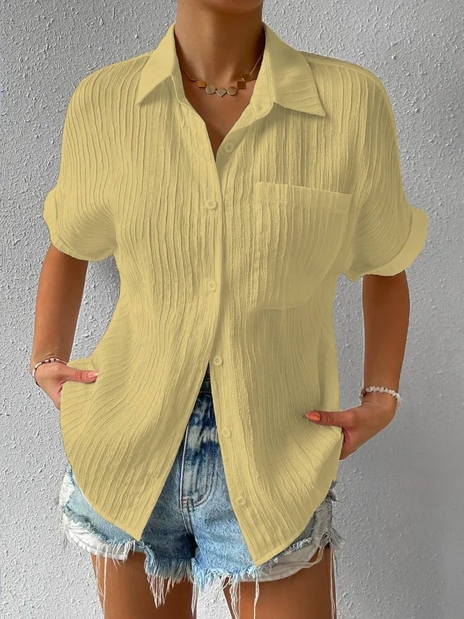 Céline — Blusa a manica lunga con colletto a camicia e bottoni