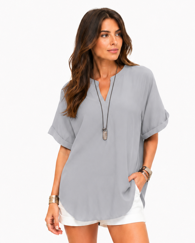 Shania — Blusa morbida in tinta unita, stile casual