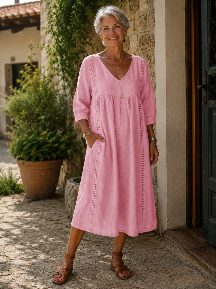 Rossana — Abito in Lino e Cotone con Pizzo