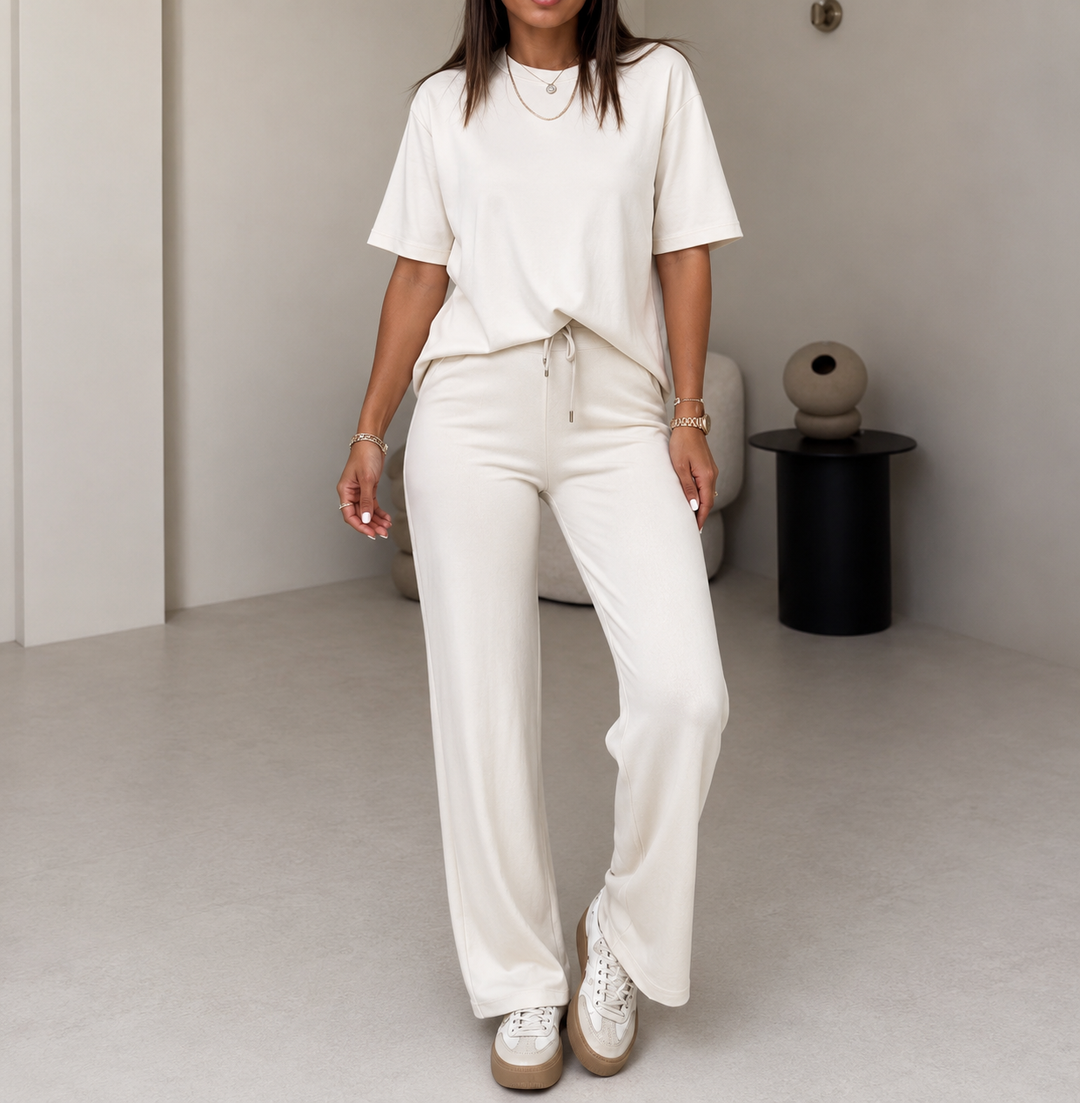 Adalyn — Set Top a Maniche Corte e Pantaloni con Coulisse