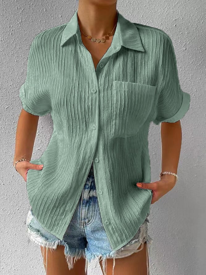 Céline — Blusa a manica lunga con colletto a camicia e bottoni