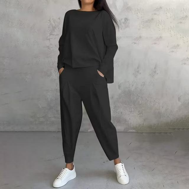 Cotone — Set Felpa e Pantaloni Asimmetrico