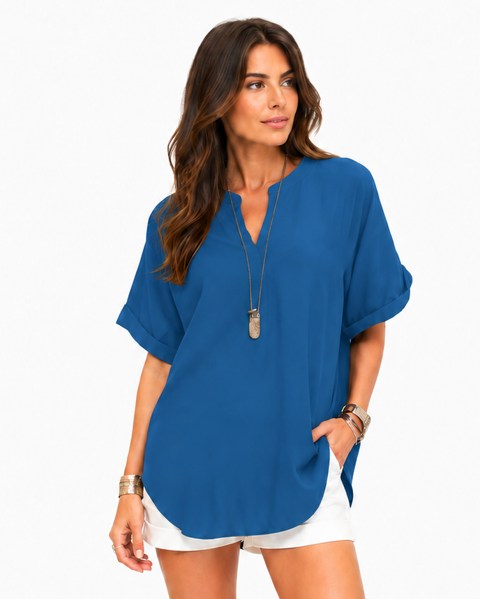 Shania — Blusa morbida in tinta unita, stile casual