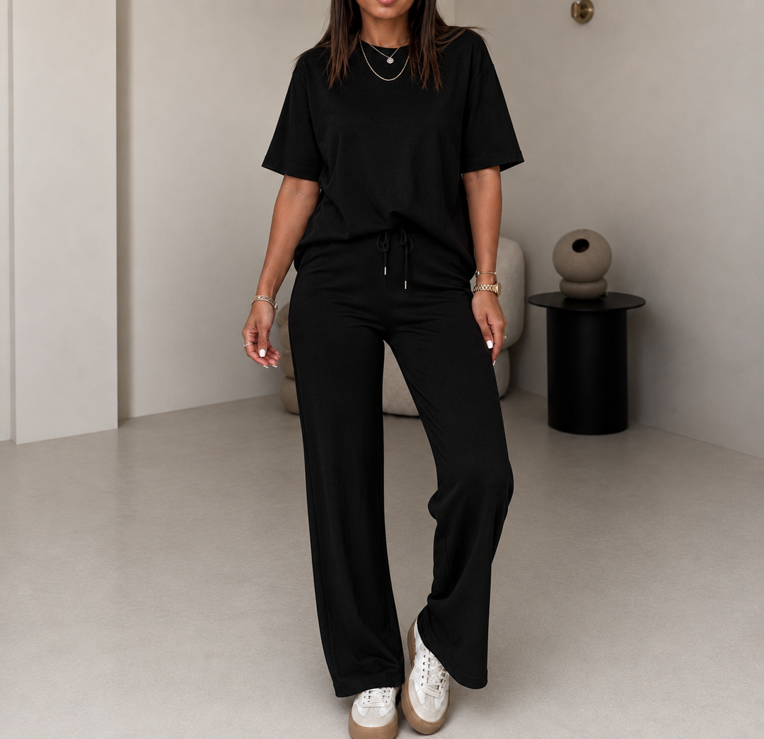 Adalyn — Set Top a Maniche Corte e Pantaloni con Coulisse