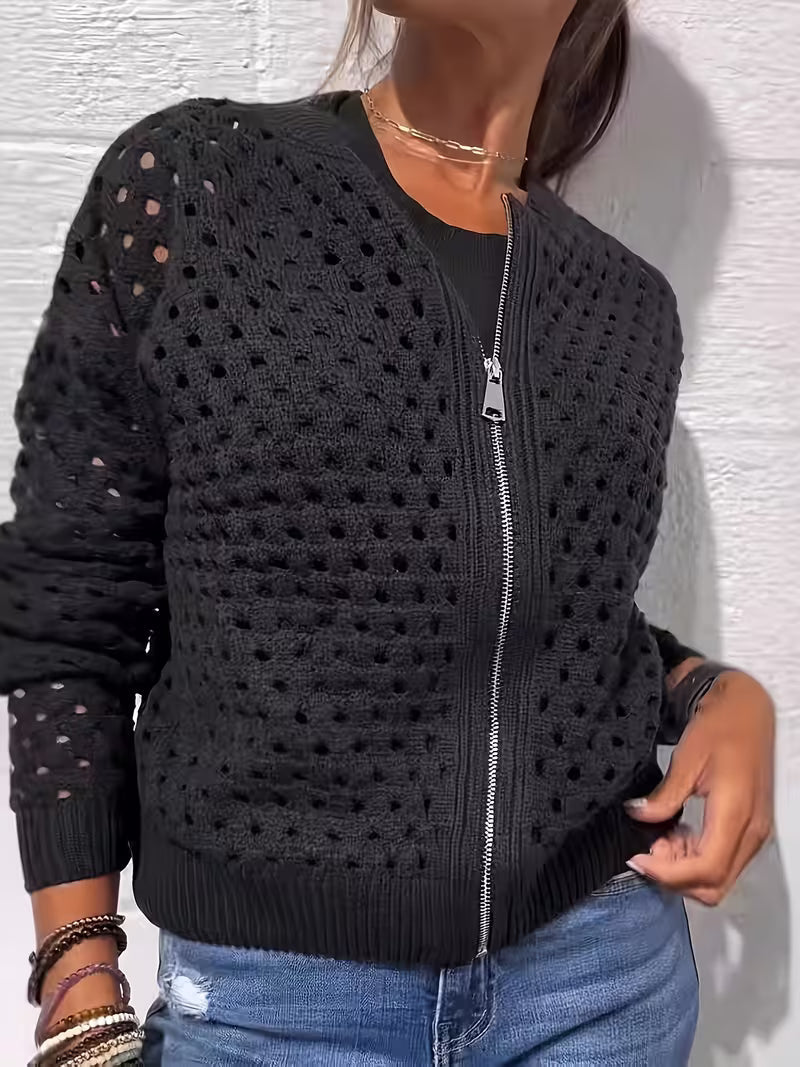 Solmaire — Cardigan con zip a maglia cava
