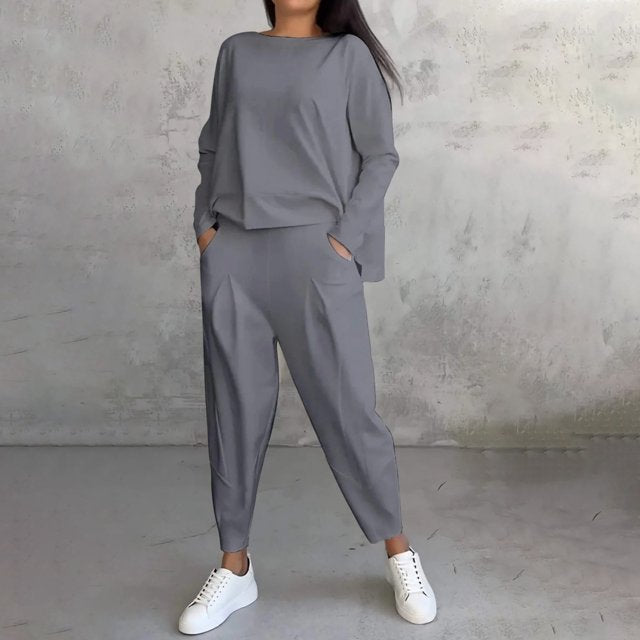 Cotone — Set Felpa e Pantaloni Asimmetrico