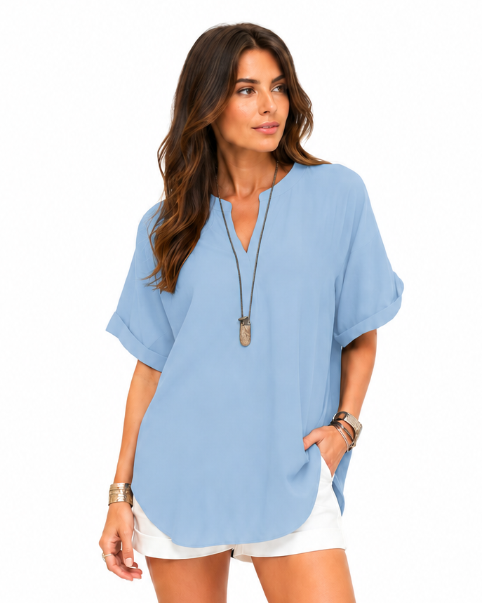 Shania — Blusa morbida in tinta unita, stile casual