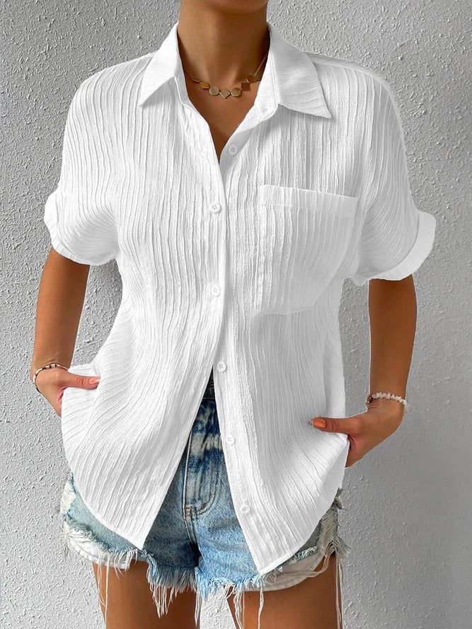 Céline — Blusa a manica lunga con colletto a camicia e bottoni