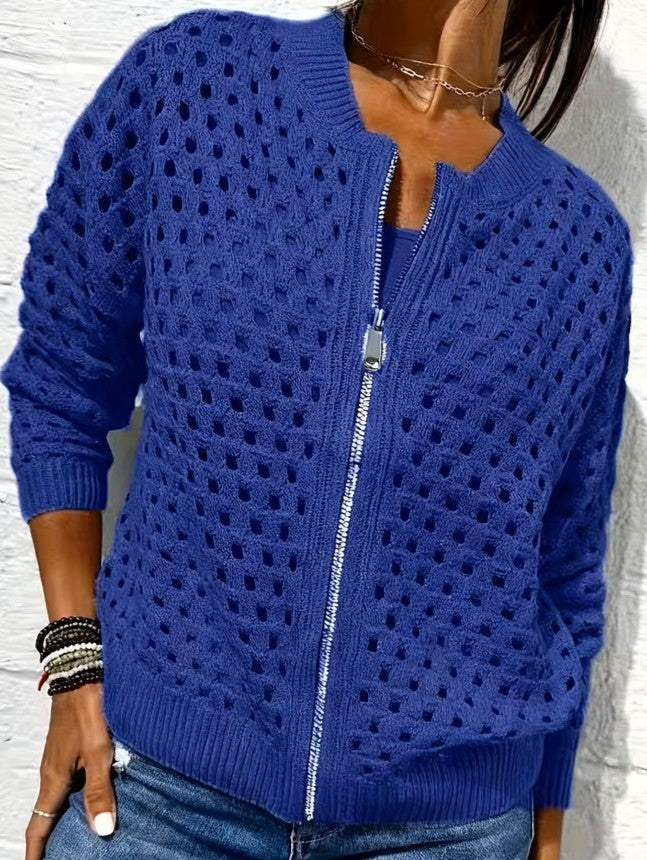 Solmaire — Cardigan con zip a maglia cava