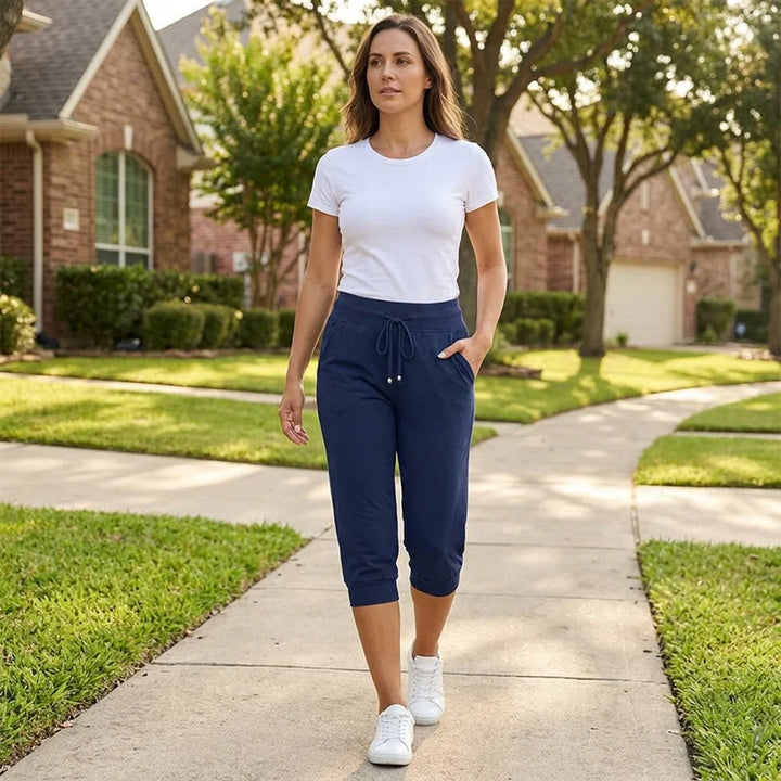 Luvène — Jogger Capri con Vita Regolabile e Tasche