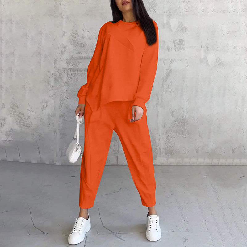 Cotone — Set Felpa e Pantaloni Asimmetrico