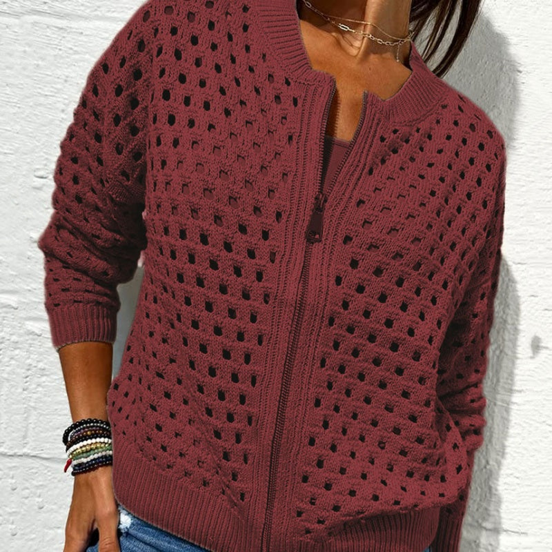 Solmaire — Cardigan con zip a maglia cava