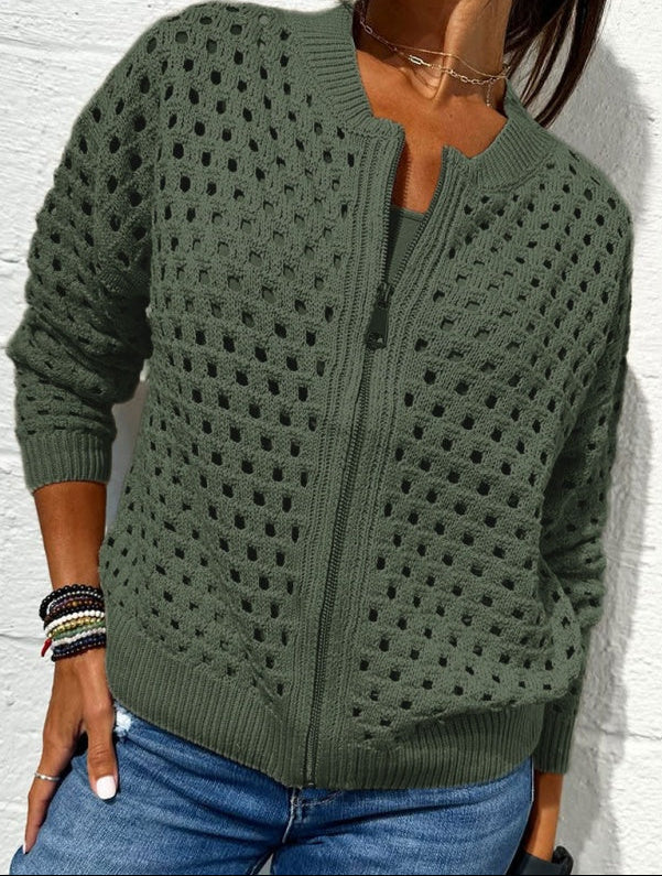 Solmaire — Cardigan con zip a maglia cava