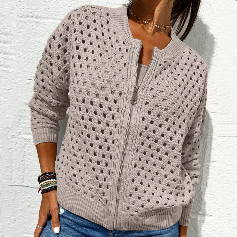 Solmaire — Cardigan con zip a maglia cava