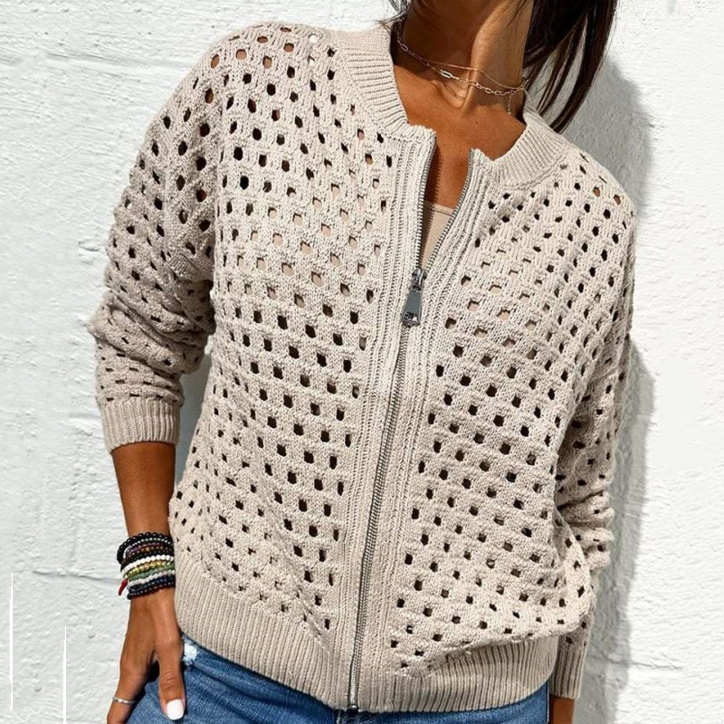 Solmaire — Cardigan con zip a maglia cava
