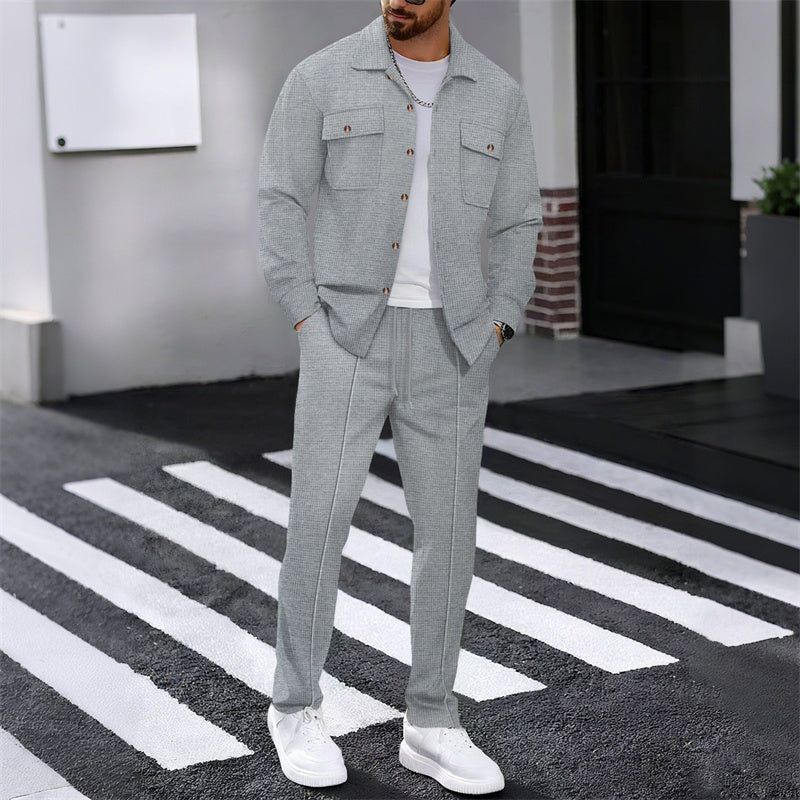 Maison — Set Giacca e Pantaloni in Maglia Waffle