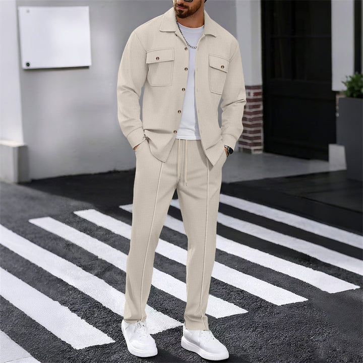 Maison — Set Giacca e Pantaloni in Maglia Waffle