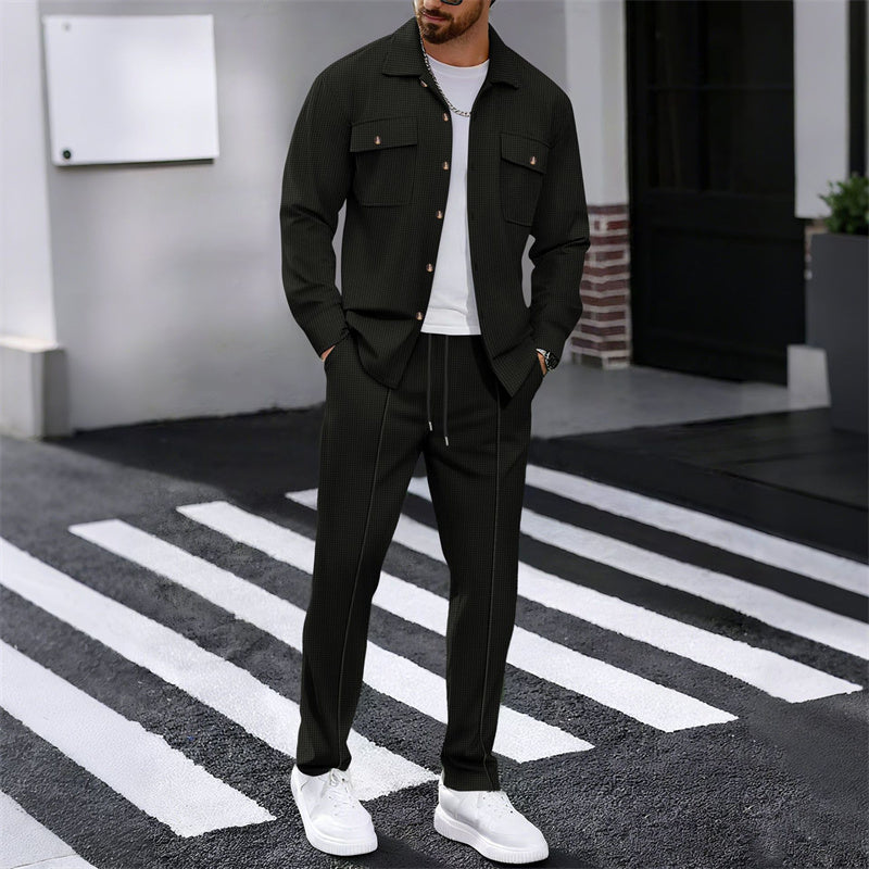 Maison — Set Giacca e Pantaloni in Maglia Waffle