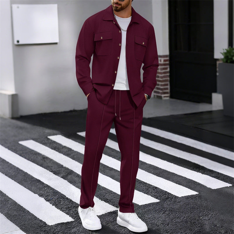 Maison — Set Giacca e Pantaloni in Maglia Waffle
