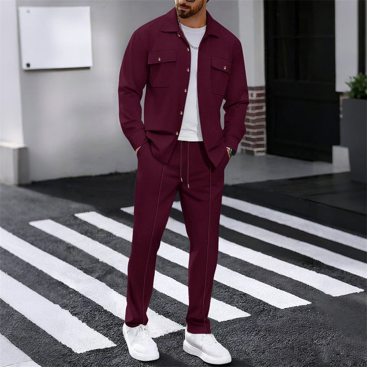 Maison — Set Giacca e Pantaloni in Maglia Waffle