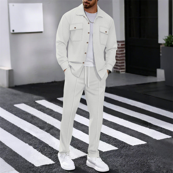 Maison — Set Giacca e Pantaloni in Maglia Waffle