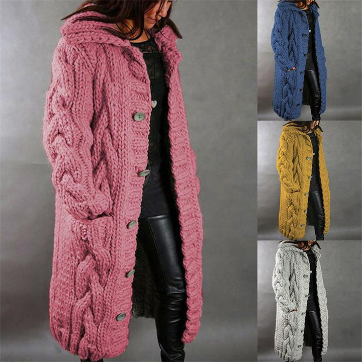 Ondina — Cardigan Cappotto Lavorato a Maglia Spessa