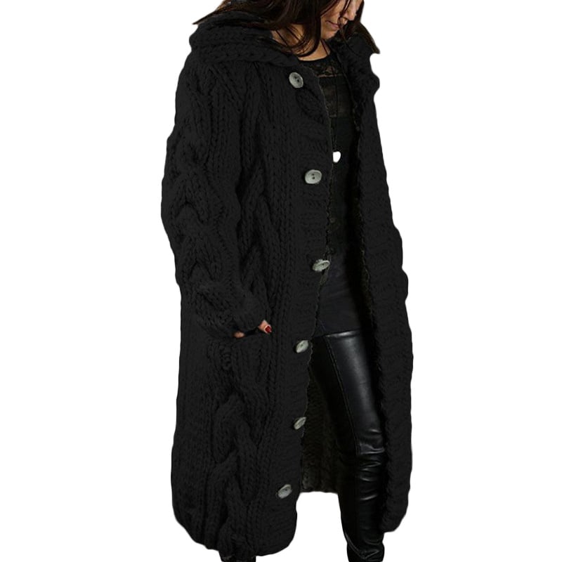 Ondina — Cardigan Cappotto Lavorato a Maglia Spessa