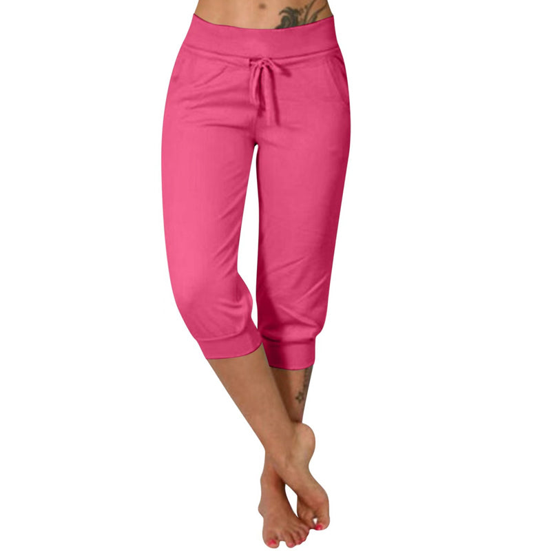 Luvène — Jogger Capri con Vita Regolabile e Tasche