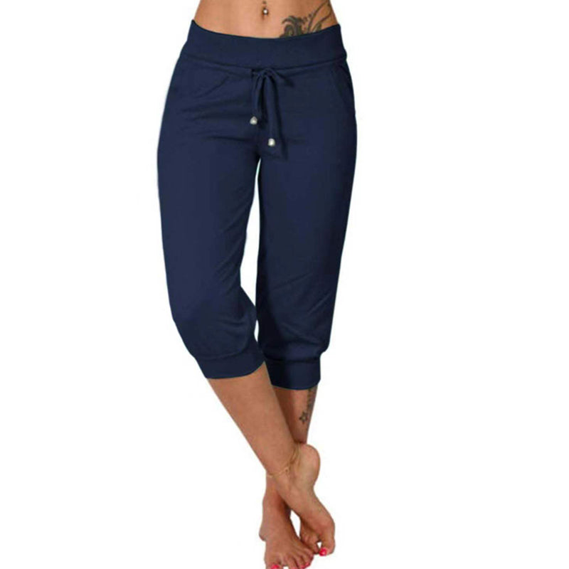 Luvène — Jogger Capri con Vita Regolabile e Tasche